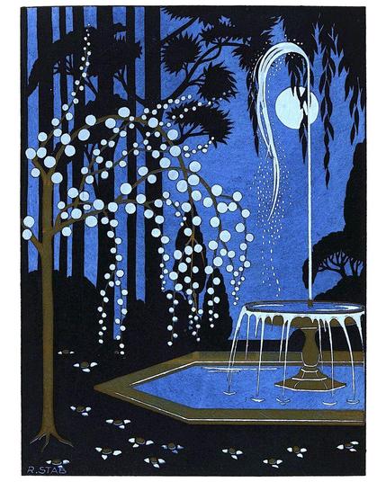 Fountain Blue Under A Full Moon 1920 René Georges Hermann-Paul