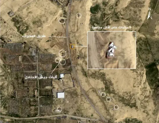 A satellite image shows the Israeli army surrounding Red Crescent and Palestinian Civil Defence vehicles in Rafah

Al Jazeera’s Sanad fact-checking agency obtained exclusive satellite image showing the Israeli army surrounding the civil defence and PRCS vehicles in which the missing emergency workers were travelling.