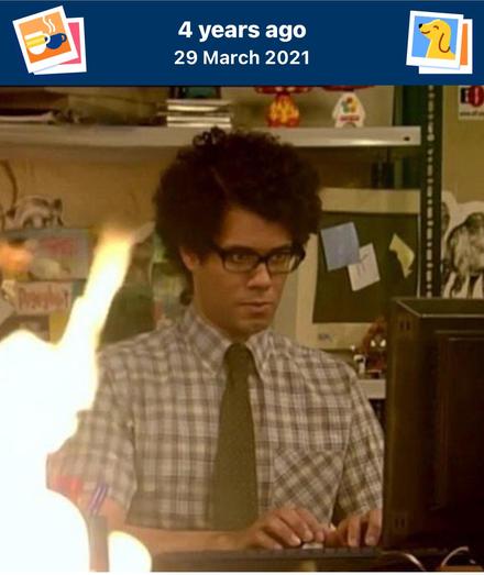 Facebook memory from four years ago. In his iconic role as Maurice Moss from "The IT Crowd," Richard Ayoade is captured in a moment of intense concentration, his eyes glued to the computer screen before him. He is utterly oblivious to the chaotic eruption of flames dominating the left side of the frame, creating a striking visual contrast, ironically mirroring this moment in time for me. The warm, flickering light of the fire casts a dramatic orange glow on his face, highlighting his signature thick dark glasses & the subtle furrow of his brow, indicating deep focus. 


His meticulously arranged attire—a plaid shirt buttoned to the top & a neatly tied tie—stands in stark opposition to the unruly chaos of the flames, emphasising the absurdity of the moment. Behind him, a cluttered workspace filled with a jumble of papers, whimsical figurines, disassembled computer components offers a glimpse into Moss's world. In this place, order & chaos coexist in peculiar harmony. 


This image masterfully captures the essence of "The IT Crowd," showcasing its unique blend of deadpan humour & surreal situations. Even with flames engulfing his surroundings, Moss's unwavering focus becomes a hilarious testament to his eccentric character and the show's talent for finding humour in unexpected chaos. The juxtaposition of his calm demeanour against the backdrop of fiery disruption embodies the signature blend of absurdity & relatable office humour, making it a memorable & iconic image.