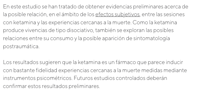 Experiencias cercanas a la muerte con ketamina