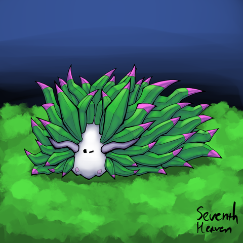 A digital drawing of a Costasiella kuroshimae nudibranch.