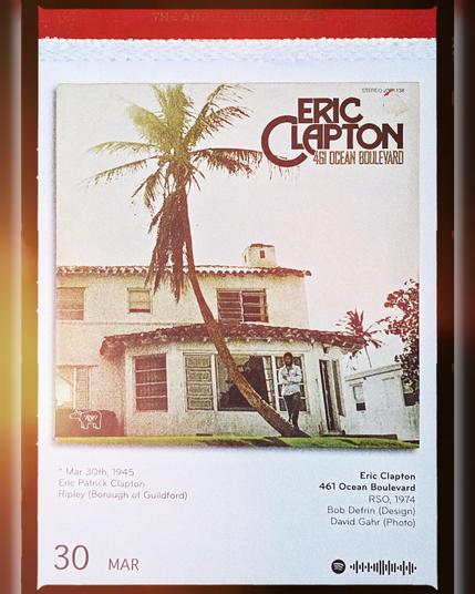 Abreißtageskalender von seltmann mit dem Kalenderblatt des Vinyl-Covers der LP "461 Ocean Boulevard" (1974) von Eric Clapton