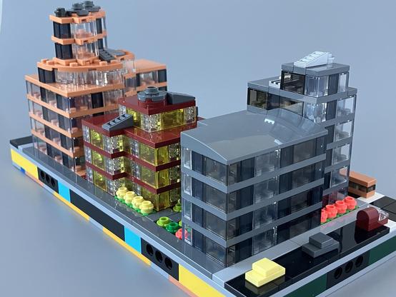 Back right showing the rear of the middle and far right buildings