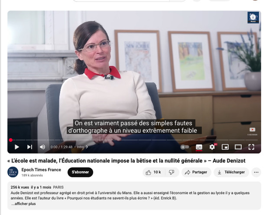 « L’école est malade, l’Éducation nationale impose la bêtise et la nullité générale » – Aude Denizot - Epoch Times France