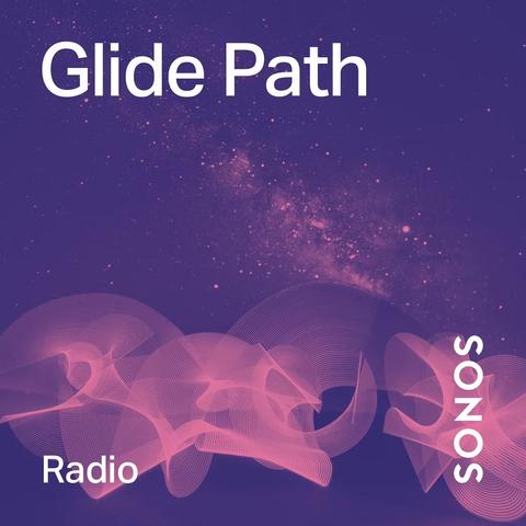 The cover image for Glide Path, a Sonos Radio station. It has the title with a purple and pink abstract background.