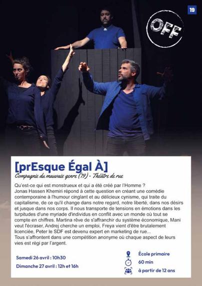 Page de ≈ [Presque Égal À] dans le programme officiel du festival Festirues.