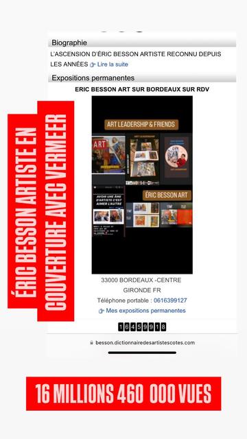 ÉRIC BESSON ARTISTE LEADER 
#art #artist #collectors #passion #artleadership #topworldart #artmaster #famousartist #master #grandesignature #France #Bordeaux #celebrities #international #leadership #Leader #famous #painter #artisteconnu #masterpiece #masterpieces #artcontemporain #artistebordelais
