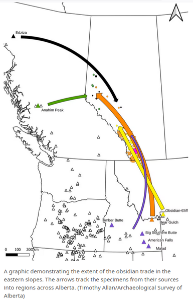 Obsidian artifacts unearthed in Alberta offer new clues on prehistoric trade routes
https://www.cbc.ca/news/canada/edmonton/alberta-obsidian-research-1.7495831

Tools of volcanic rock provide clues on how Indigenous peoples shared the landscape

🇨🇦 🇺🇲
#Indigenous #IndigenousHistory #archaeology #prehistory #TradeRoutes