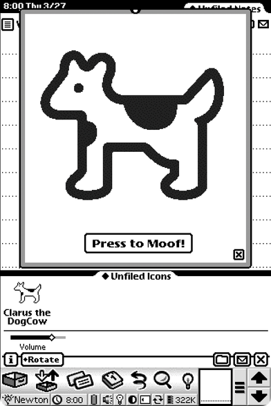 Clarus the DogCow Newton app
