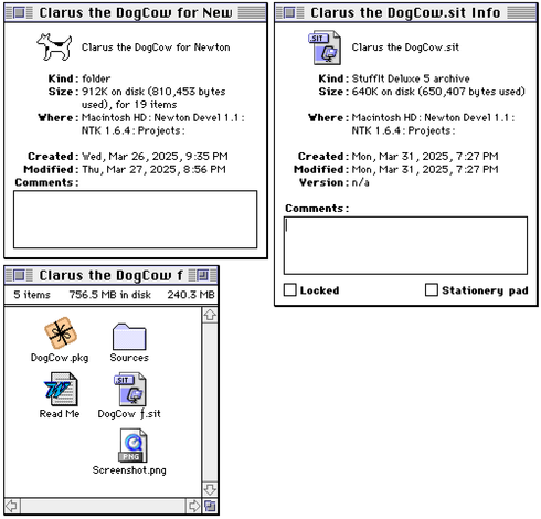 Info about the folder and .sit archive.