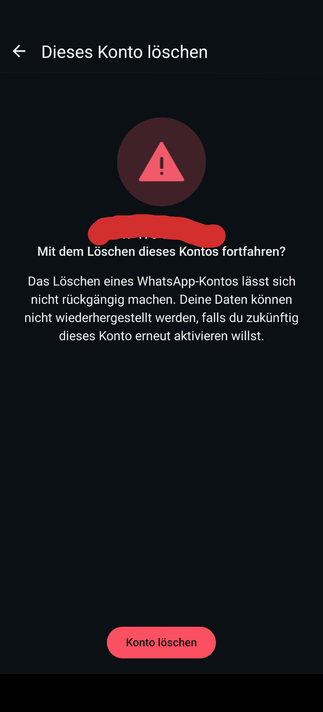 Screenshot von der Lösung des WhatsApp Accounts