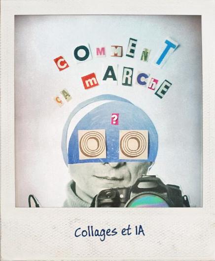 Collage représentant un personnage un peu étrange se demandant comment fonctionne l'intelligence artificielle 