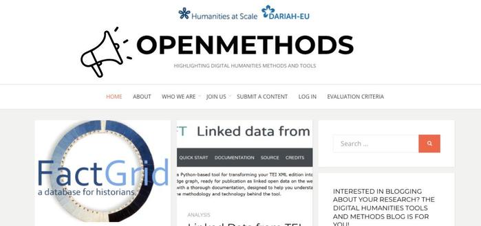Screenshot from OpenMethods website homepage