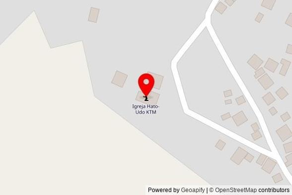 A zoomed out map with a pin at the position of Igreja Hato-Udo KTM, Estrada Cassa - Hatu-Udo, Groto, East Timor