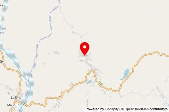 A partially zoomed out map with a pin at the position of Igreja Hato-Udo KTM, Estrada Cassa - Hatu-Udo, Groto, East Timor