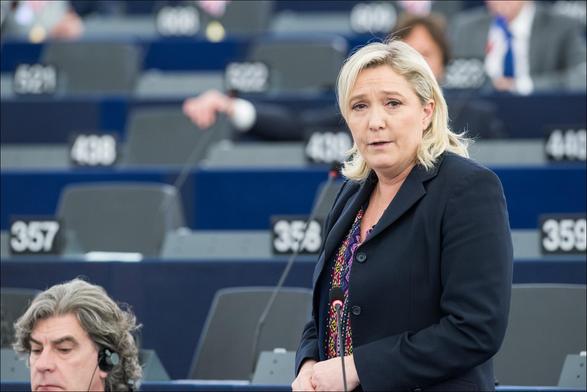 Marine Le Pen, chef du parti d'extrême droite, le Rassemblement national, au Parlement européen