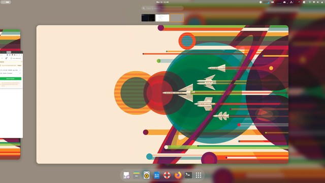 GNOME Shell overview mode with blur