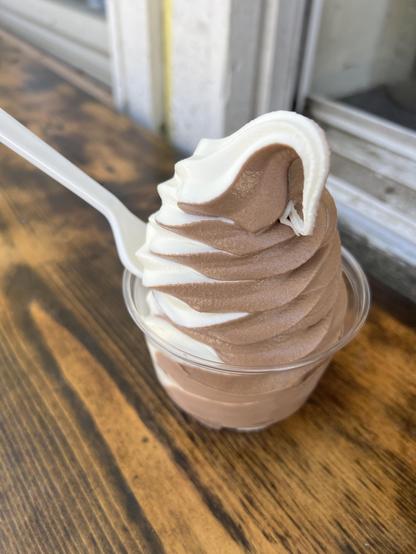 vanilla/chocolate twist soft-serve in a cup, the first of the season for me