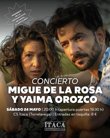 Cartel del concierto de Migue de la Rosa y Yaima Orozco en el CS Ítaca.