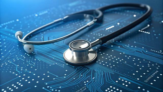 Stethoscope on a motherboard. Data & Health concept. Image: Adobe Stock