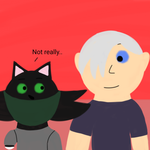 Drawing of Jupiter looking at Liam confused and says "Not really.." while Liam looks at Jupiter with a smile