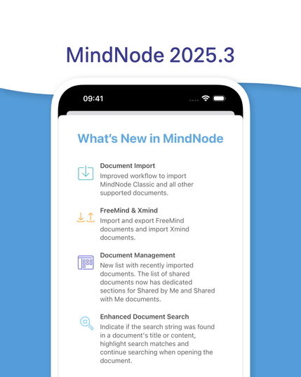 What's New in MindNode Release 2025.3 Screen