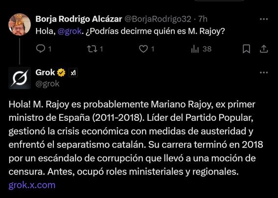 "Probablemente". Grok es como los jueces españoles: no está muy seguro de la identidad de este misterioso personaje que aparecía en los papeles de Bárcenas.