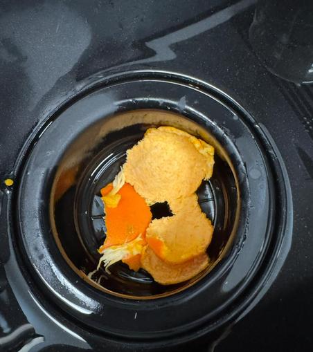 Orange peels in a garbage disposal 
