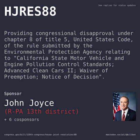 Description of HJRES88, and a depiction of its sponsor, John Joyce.