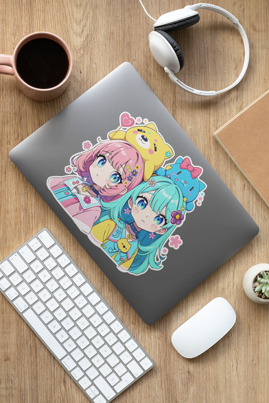 Kawaii Decora Anime Girls Laptop Skin