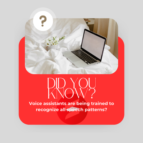 Image showing that voice assistants are being trained to recognize all speech patterns, with the text 'DID YOU KNOW' and a question mark