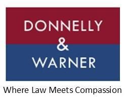 Red and blue 'Donnelly & Warner' Logo with the added words 'Where Law Meets Compassion'.