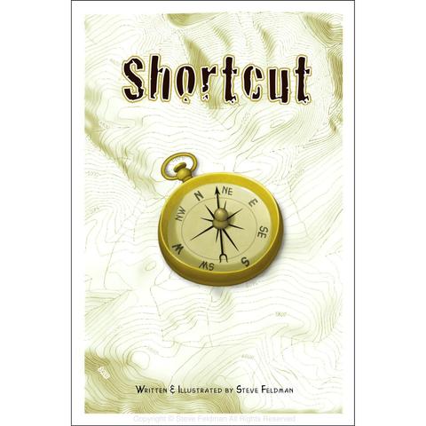 Shortcut cover art showing a compass sitting on top of a topographical map.
With a chance find, the two travelers in this graphic novel become lost in the great forests of the Pacific Northwest and slowly reveal a parallel occurrence in time.
