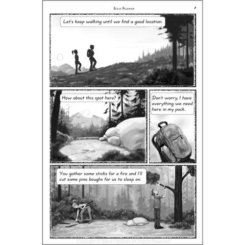 Page 7 has our heroes preparing to spend their first night in the forest.