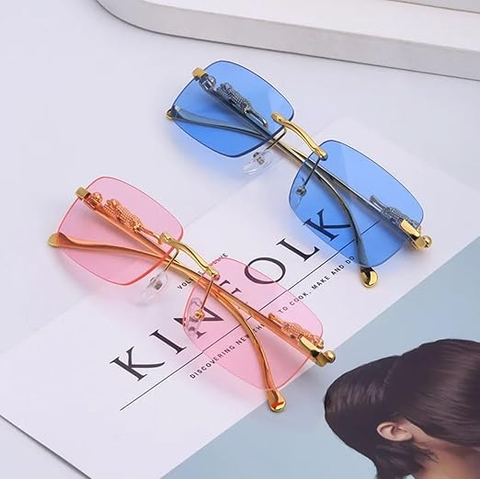 Stylish Chic Leopard Rimless Sunglasses
