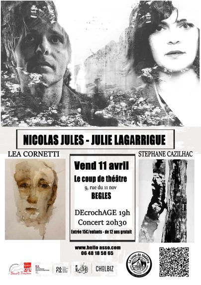 BÈGLES c'est à côté de BORDEAUX
Julie Lagarrigue & Nicolas Jules en musiques
Lea Cornetti & Stéphane Cazilhac en images
bientôt
à vos réservations