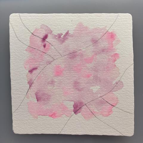 Watercolour stained tile with pencil string