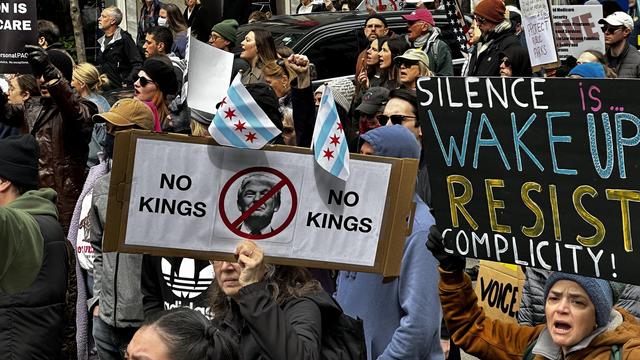 #Chicago #HandsOff #Protests 

Lots of #AngryWomen in this picture with signs that say:

#NoKings
#SilenceIsComplicity — #WakeUp, #Resist