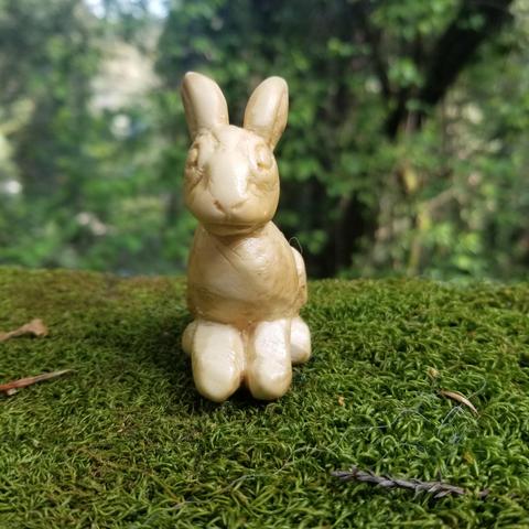 carved jackrabbit facing camera