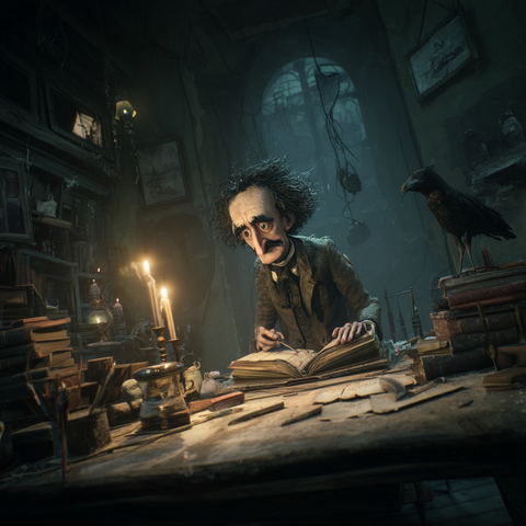 Midjourney Prompt: Edgar Allan Poe, unreal engine --profile anxa1np --v 7