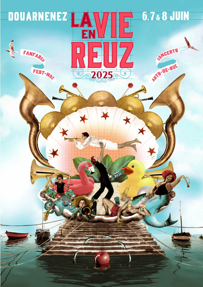 Affiche de l'édition 2025 de la Vie en Reuz par Marianne Larvol. Weekend de la Pentecôte