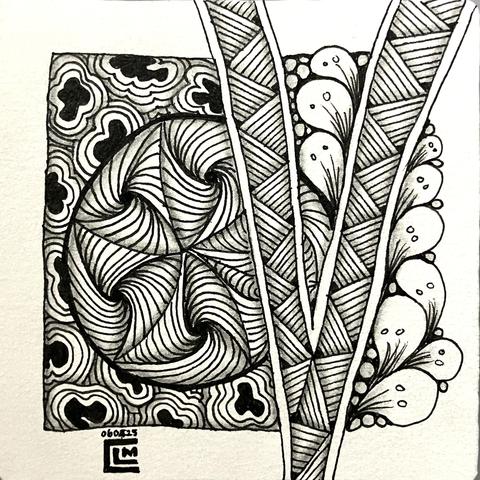 Finished tile with black ink and graphite shading