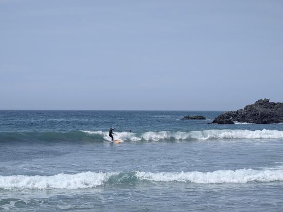 Surfers on a break in Big Sur
