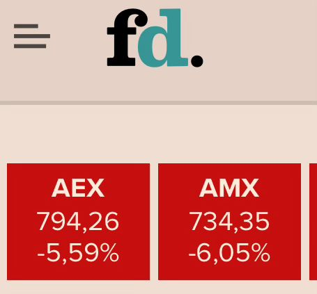 AEX index 5,59% omlaag