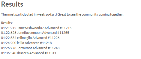 Weekly Races 7