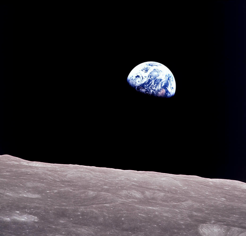Taken aboard Apollo 8 by Bill Anders, this iconic picture shows Earth peeking out from beyond the lunar surface as the first crewed spacecraft circumnavigated the Moon, with astronauts Anders, Frank Borman, and Jim Lovell aboard.  Image Credit: NASA