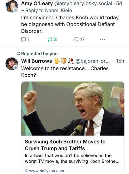 #Social Media posts on Charles Koch fuming at Trump tariffs 