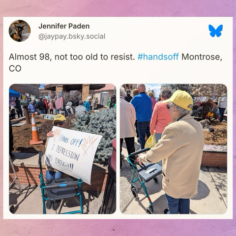 Mark Jacob on Bluesky: “This embroidery in Evanston, IL, isn't the quickest-reading sign of the #HandsOff protests, but it sure does capture the public mood.” (above an image of a person holding a big embroidery design that reads “I’M SO ANGRY I STITCHED THIS JUST SO I COULD STAB SOMETHING 3,000 TIMES”)