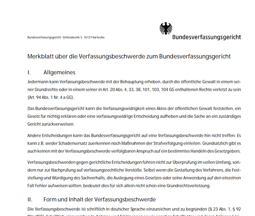 Bundesverfassungsgericht Merkblatt zur Verfassungsbeschwerde - Screenshot 08.04.2025
