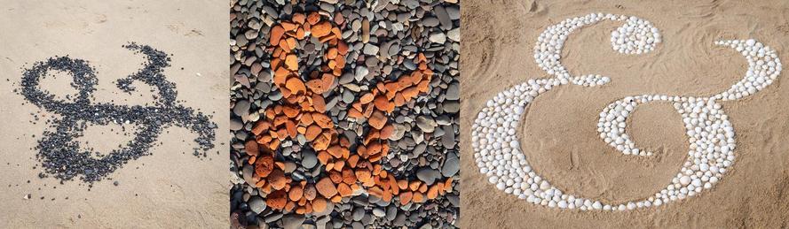 Three ampersands made from shells and stones. Photos by Dave Morris: https://www.flickr.com/photos/davemorris/